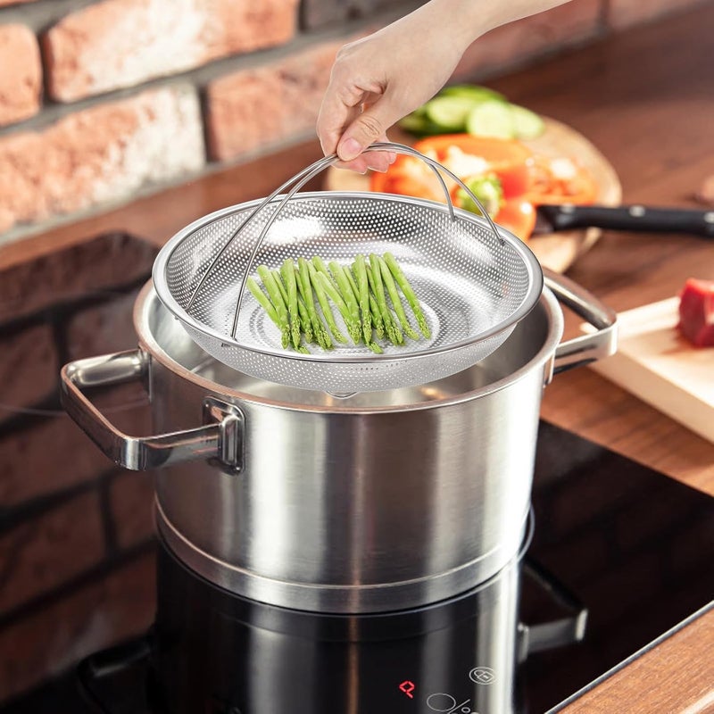 PRETOX AllInOne Pan Steamer Basket Premium Stainless Steel Construction Dishwasher Safe Perfect for Steaming Vegetables Full Handle for Easy Use - Image 4