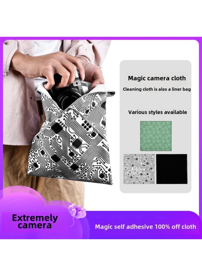 Camera Storage Liner Cloth 100% Off Cloth Suitable For Canon Sony Fuji Nikon Lens Cloth Photography Self-Adhesive Magic Cloth-Color:100% Off Cloth Classic Black 35*35 Medium Size  - Image 2