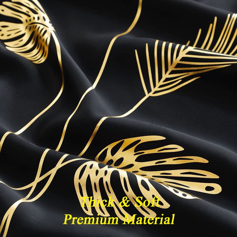 Estelar Textiler Black Blackout curtain for Sliding Glass Door 80W x 84L Inch Thermal Insulated Gold Palm Tree Designed curtain drape for Patio  6.6ft Wide x 7ft Long  1 Panel - Image 5