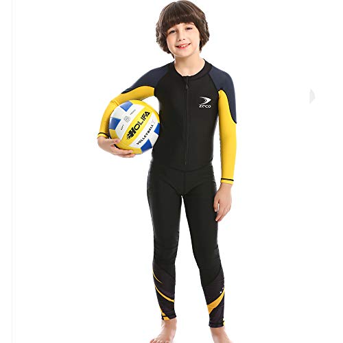 ZCCO Kids Swimsuit, Full Body Sunsuit, Youth Boy's and Girl's One Piece Water Suit Long Sleeve Rush Guard for Swimming,Bathing, Surfing（Black-L） - Image 4