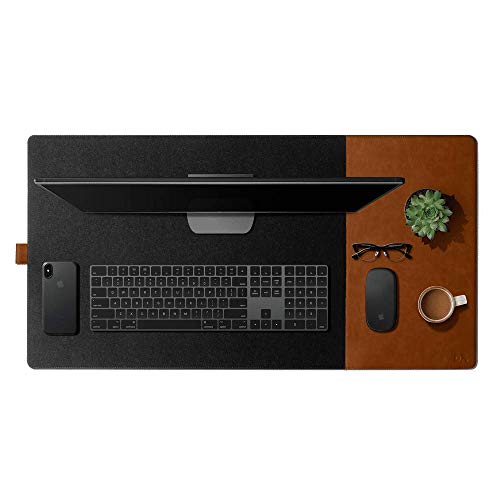DailyObjects Turf 2.0 Desk Mat | Super Smooth Felt for Home,Office and Gaming | 85 * 45cm | Vegan Leather | Work from Home Solution for Laptop Keyboard and Mouse | Anti Slip Water Resistant | Grey-Tan - Image 2