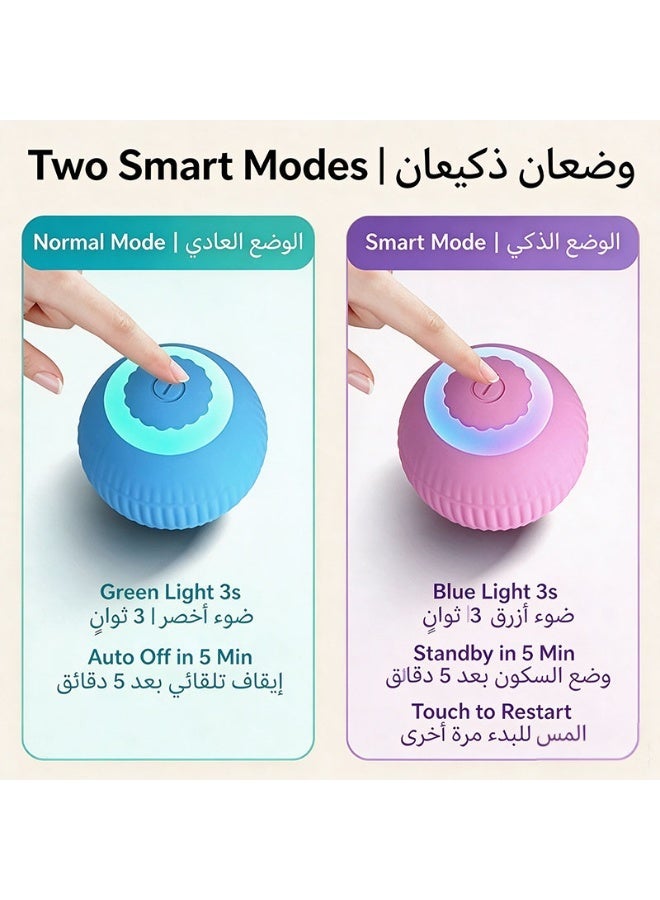 كرة لعب ذكية ذات دوران أوتوماتيكية للقطط قابلة للشحن عبر USB، مزودة بمستشعر تجنب العوائق، لعبة تفاعلية هادئة لتسلية القطط داخل المنزل - Image 3
