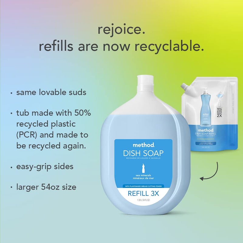 Method Gel Dish Soap, Refill, Sea Minerals, Recylable Bottle, 54 Fl Oz (Pack of 1) - Image 4