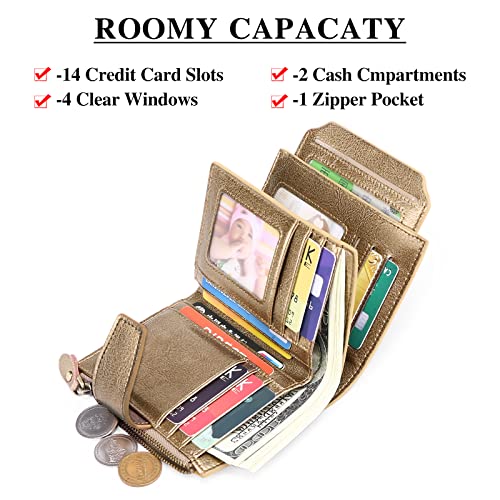 FALAN MULE Small Wallet for Women Leather Bifold Compact RFID Blocking Small Womens Wallet Purse - Image 4
