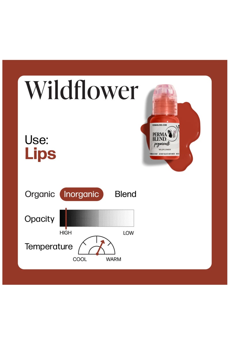 Perma Blend Perma Blend WildFlower PMU Lip Pigment – 15ml | Rich Brick-Red Ink for Lips & Areola  - Image 2