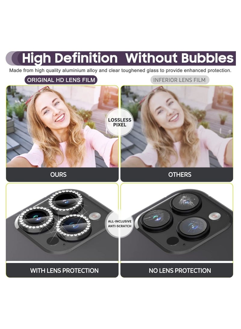iPhone 14 Pro 6.1 inch /14 Pro Max 6.7 inch Camera Lens Protector, Set with Diamonds Bling Camera Cover Tempered Glass - Image 5
