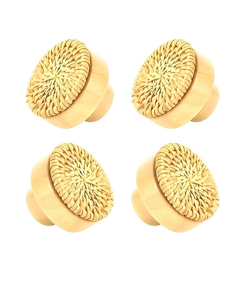 2 مقابض سحب خشبية مستديرة من الخوصrattan – مقابض أدراج بسيطة - Image 5