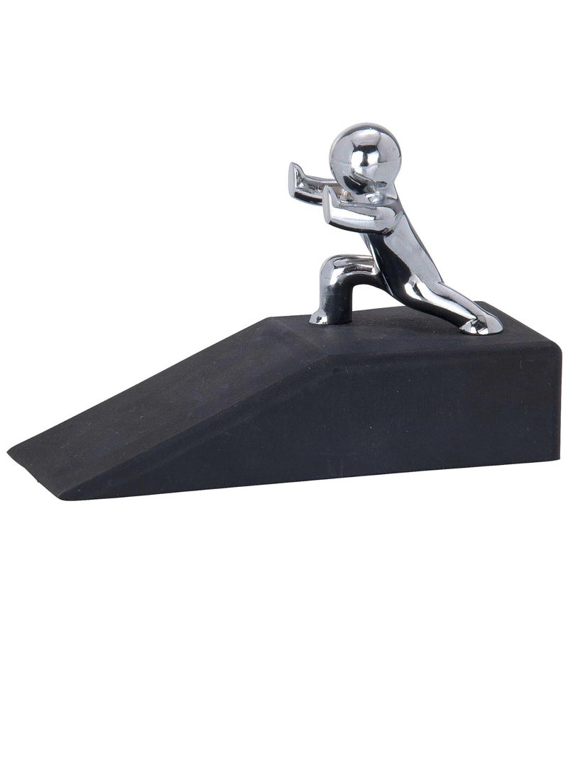 Vitacelli Premium Quality Hercules Doorstop Rubber/Steel, Black/Chrome  - Image 1