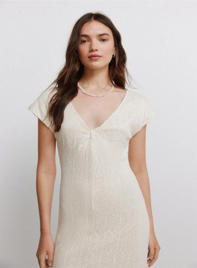 Springfield Embroidered knot neckline dress