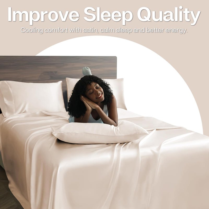 MR&HM Satin Pillowcase for Hair and Skin, Silk Satin Pillowcase 2 Pack, Queen Size Pillow Cases Set of 2, Silky Pillow Cover with Envelope Closure (20x30, Beige) - Image 5