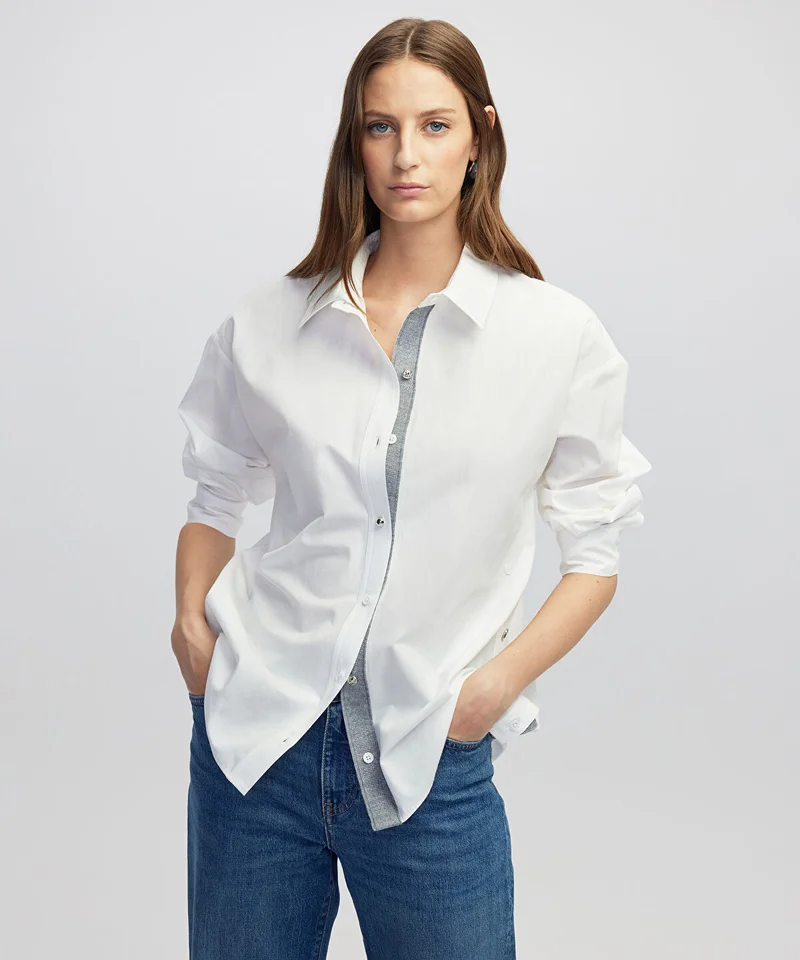 ابيكول Poplin Shirt with Mixed Buttons