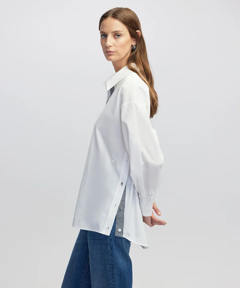 Ipekyol  Poplin Shirt with Mixed Buttons for Women | Best Price UAE