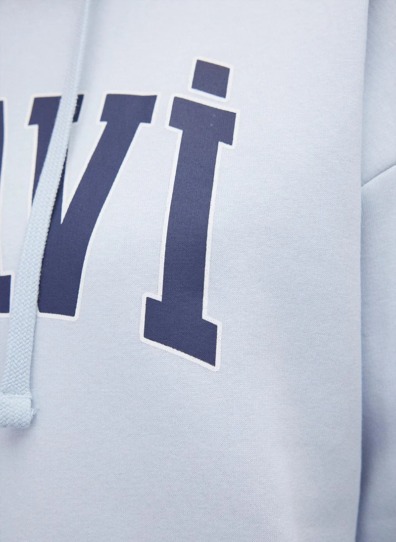 MAVI Mavi Logo Printed Hooded Blue Sweatshirt