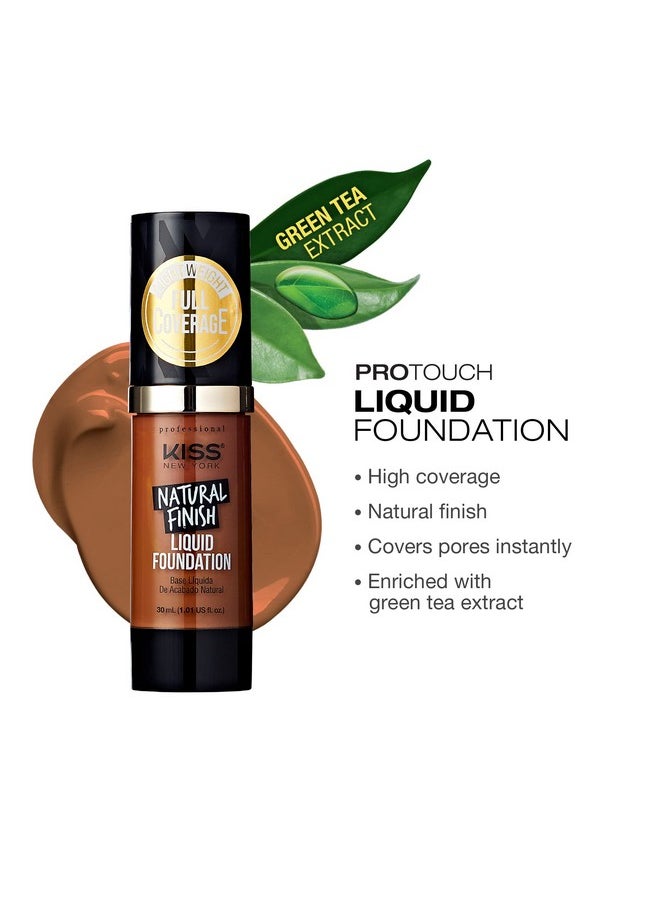 kiss new york Kiss New York Professional Liquid Foundation - Lightweight and Hydrating Formula, Natural Finish, Control Shine, Cover Pores, Medium to Full Coverage, Green Tea Extract (Caramel)  - Image 3