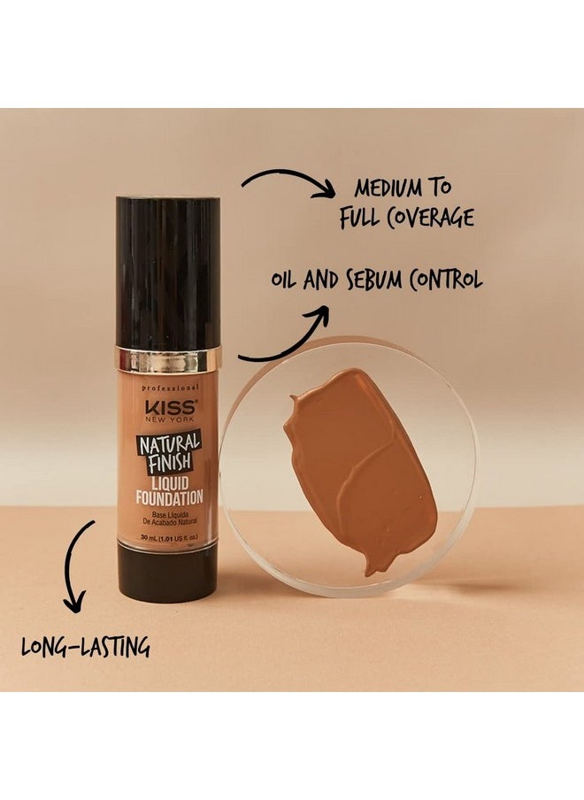 kiss new york Kiss New York Professional Liquid Foundation - Lightweight and Hydrating Formula, Natural Finish, Control Shine, Cover Pores, Medium to Full Coverage, Green Tea Extract (Caramel)  - Image 5