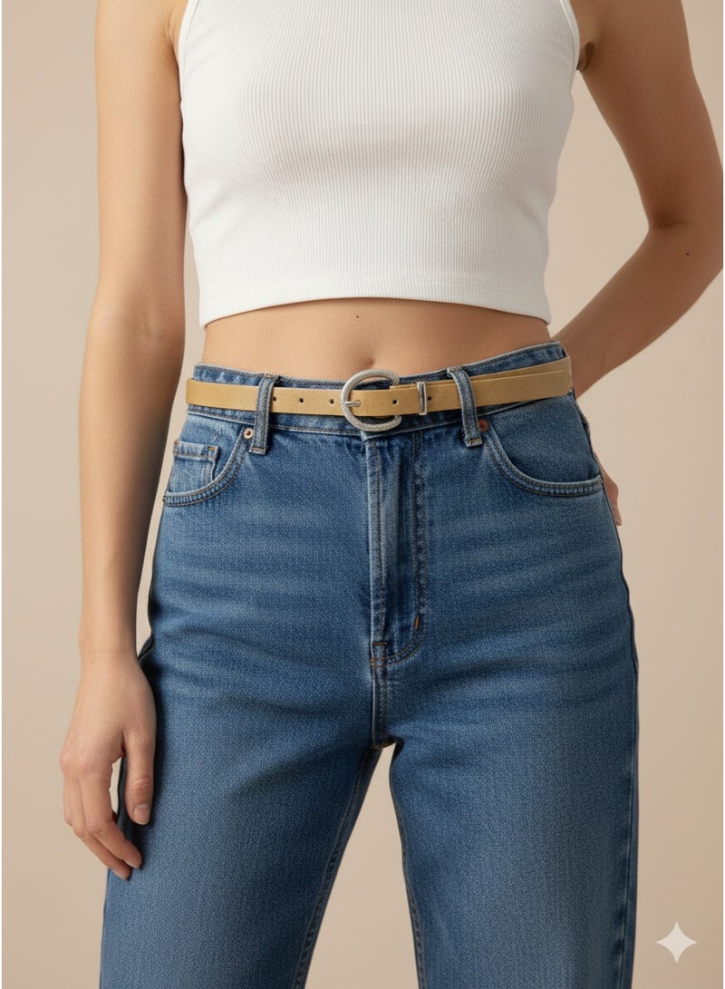 Vbranda Slim Textured Belt with Classic Buckle - Image 1