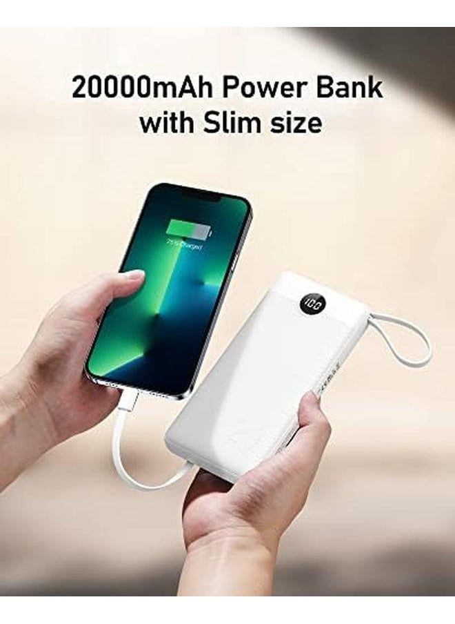 Power Bank With Built In Cables 20000Mah Portable Charger For Iphone Usb C Led Display External Battery Iphone Charger Bank Compatible With Iphone Ipad Samsung And Android Devices For Travel
