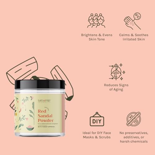 Tattvalogy Red Sandal Powder | 100% Pure & Natural | Laal Raktha Chandan Face Pack for Healthy Skin & De-Tan | For Puja | Reduces Blemishes, Acne & Dullness | No Chemical | In Glass Bottle - 100 GM - Image 4