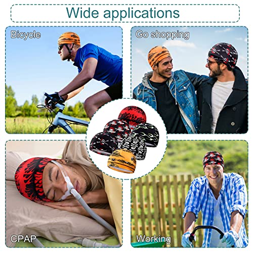 Haysandy 6 Pcs Cooling Skull Cap Motorcycle Helmet Liner Men Women Sweat Wicking Beanie Bicycle Running Cap Head Wrap(Pirate Style) Multicoloured - Image 4