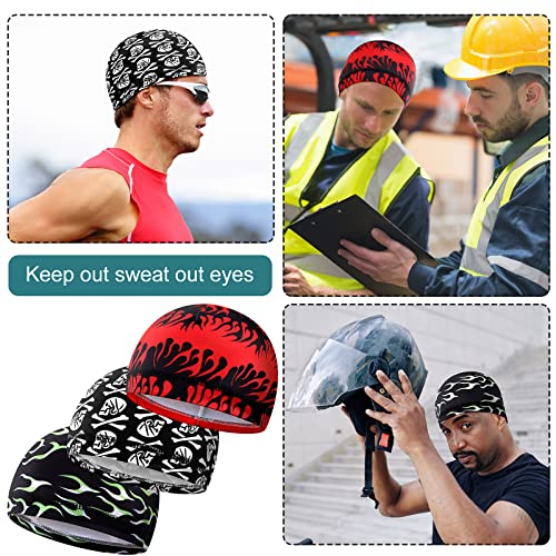 Haysandy 6 Pcs Cooling Skull Cap Motorcycle Helmet Liner Men Women Sweat Wicking Beanie Bicycle Running Cap Head Wrap(Pirate Style) Multicoloured - Image 3