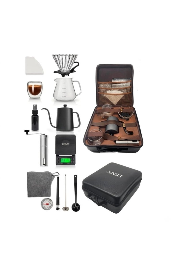 Denx Coffee Maker Kit with Carrying Bag Black 600 Capacity V60 15 Piece Drip Coffee Set - Image 2