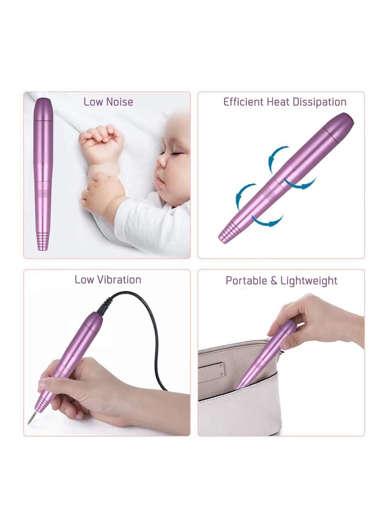 عام مجموعة أدوات ماكينة حفر وتلميع الأظافر المحمولة 11 في 1 USB مع أشرطة سنفرة لإزالة أظافر جل الأكريليك ، للاستخدام المنزلي والصالون (وردي) - Image 5