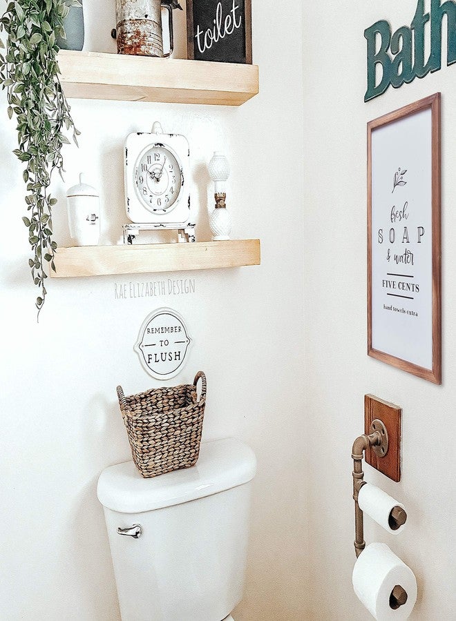 Athena's Elements House Bathroom Decor - Modern Rustic Wall Art Home Decor - Fresh Soap and Water - Cute and Funny Solid Wood Framed Printed Sign for Bath, Toilet, Restroom, Half Bath, Decoration - 8x17 Inches - Image 4