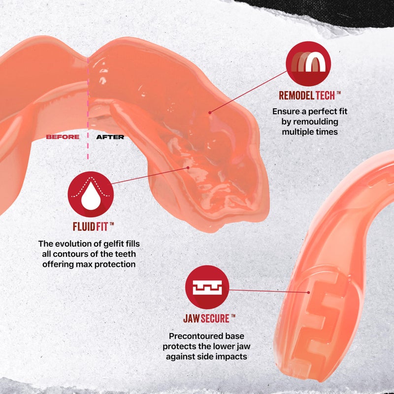 SafeJawz Elements FIRE Dual Layer Mouthguard with Case, Adult and Junior Mouth Guard for Boxing, Basketball, Lacrosse, Football, Martial Arts, Hockey and All Contact Sports (Adult 12+ Years, Red) - Image 4