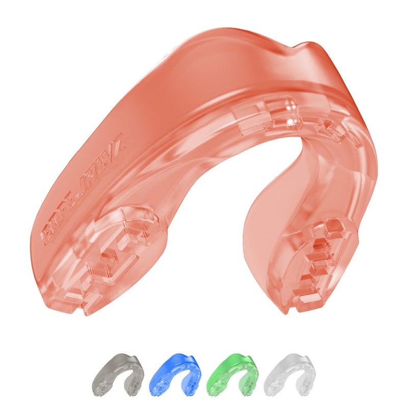 SafeJawz Elements FIRE Dual Layer Mouthguard with Case, Adult and Junior Mouth Guard for Boxing, Basketball, Lacrosse, Football, Martial Arts, Hockey and All Contact Sports (Adult 12+ Years, Red) - Image 1