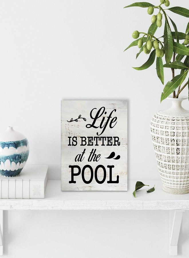 MAVOTEN Life is Better at the Pool Wood Box Sign Rustic Wooden Box Sign Summer Family Pool Beach House Desk Shelf Decor (5 X 5 Inch) - Image 4