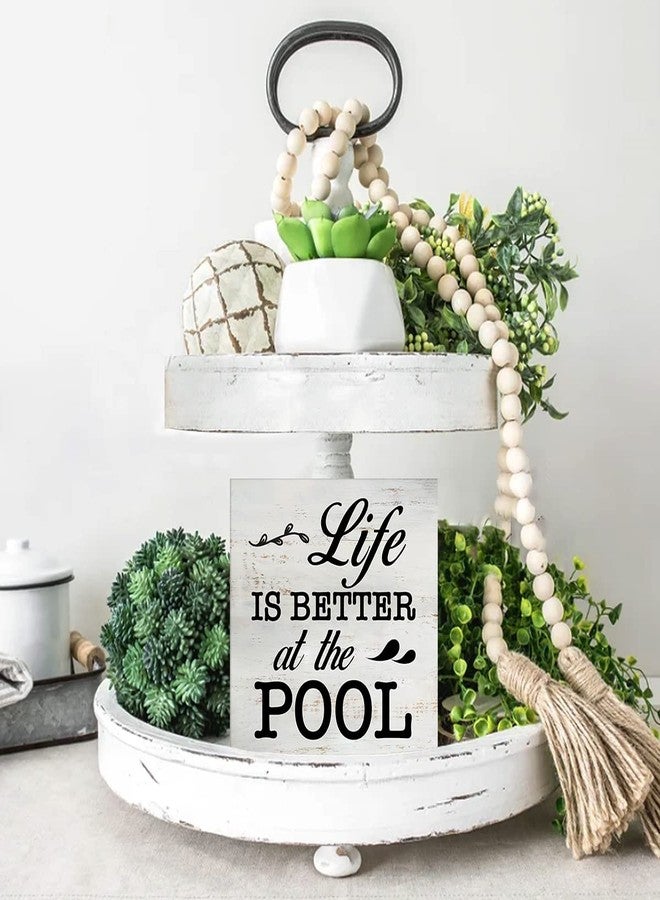 MAVOTEN Life is Better at the Pool Wood Box Sign Rustic Wooden Box Sign Summer Family Pool Beach House Desk Shelf Decor (5 X 5 Inch) - Image 5