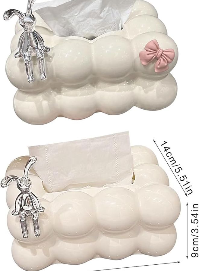 Multipurpose Tissue Holder Elegant Container With Rabbits And Bowknot Designs Stylish Paper Dispenser Tabletop Box Color B - Image 5