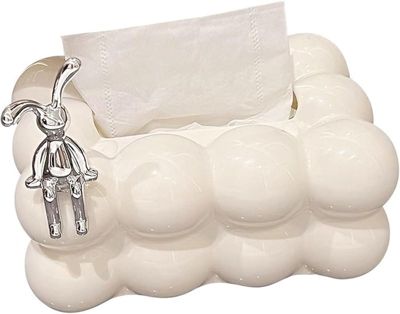 Multipurpose Tissue Holder Elegant Container With Rabbits And Bowknot Designs Stylish Paper Dispenser Tabletop Box Color B - Image 2