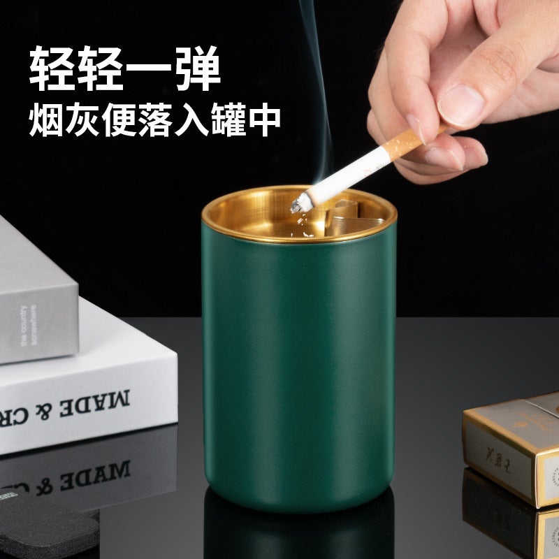 Thickened Ashtray Stainless Steel With Lid Household El Anti-Fly Ash Anti-Fall Anti-Wind Engraving Logo Advertising Gift - Image 3