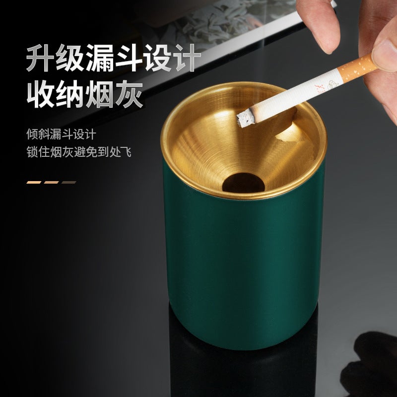 Thickened Ashtray Stainless Steel With Lid Household El Anti-Fly Ash Anti-Fall Anti-Wind Engraving Logo Advertising Gift - Image 4