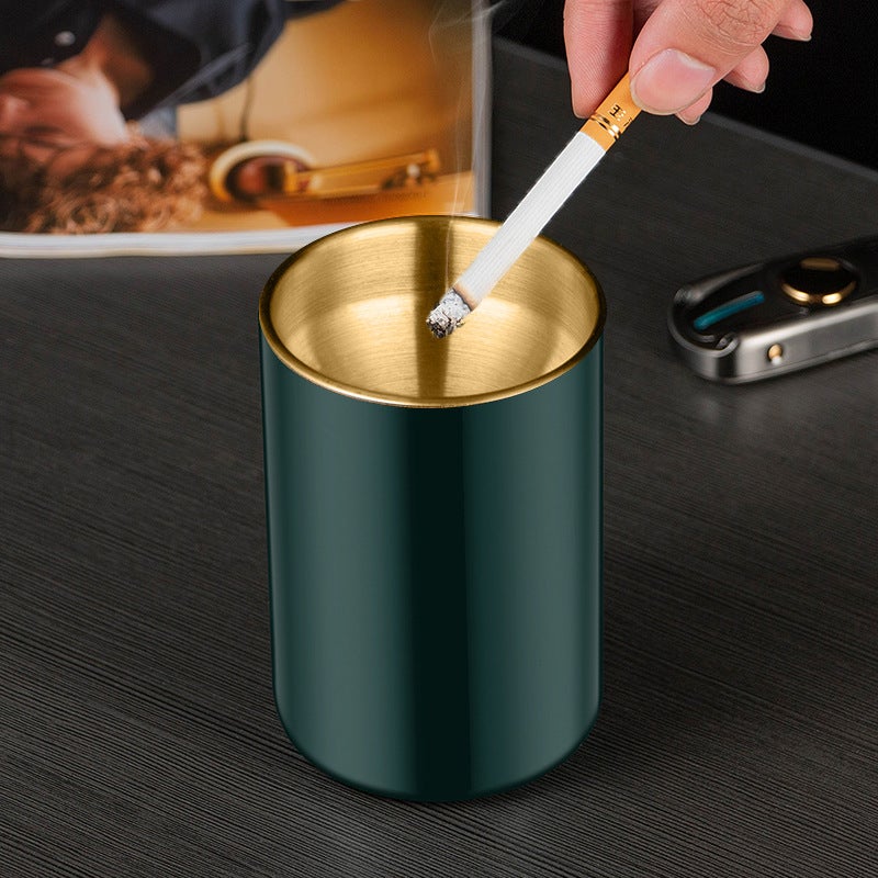 Thickened Ashtray Stainless Steel With Lid Household El Anti-Fly Ash Anti-Fall Anti-Wind Engraving Logo Advertising Gift - Image 1