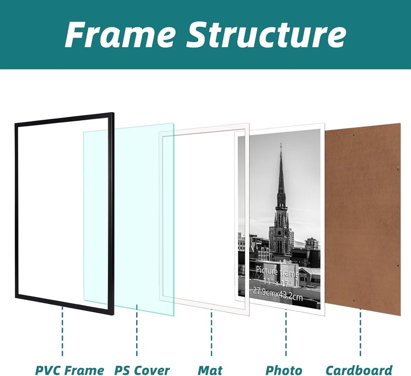 EYMPEU إطار صور EYMPEU، 60 × 90 سم، قطعة واحدة، إطار ملصق للحائط، مناسب للمكاتب والمنازل، أسود - Image 2