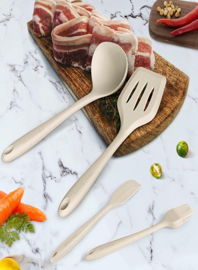 BESTZMWK Kitchen Utensil Set - 11 Cooking Utensils - Colorful Silicone Kitchen Utensils - Nonstick Cookware with Spatula Set - Colored Best Kitchen Tools Kitchen Gadgets (Khaki) - Image 4