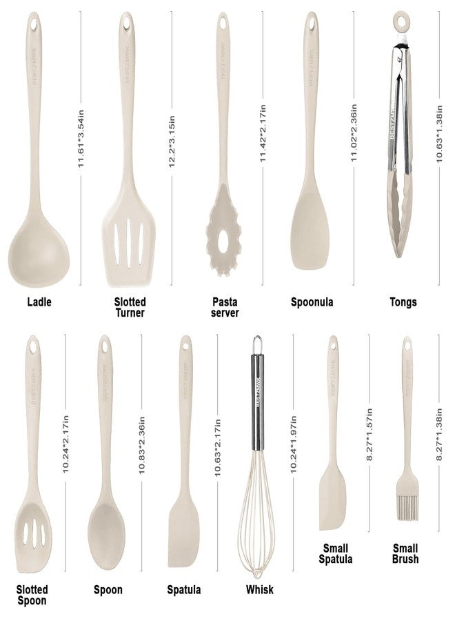 BESTZMWK Kitchen Utensil Set - 11 Cooking Utensils - Colorful Silicone Kitchen Utensils - Nonstick Cookware with Spatula Set - Colored Best Kitchen Tools Kitchen Gadgets (Khaki) - Image 2