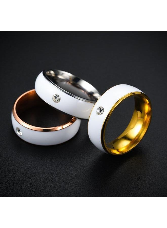 NFC Ring Fashion Personality Mobile Phone Smart Access Card Bus Card Subway Card Titanium Ring-Colour:Rose Gold White Oil  - Image 1