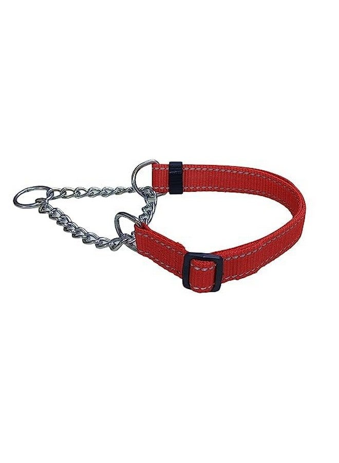 Reflective Super Soft Dog Collar With Bell - Adjustable 18-26" Inch Nylon Martingale Reflective Collar For Small & Medium Size Dogs (Red) - Image 1