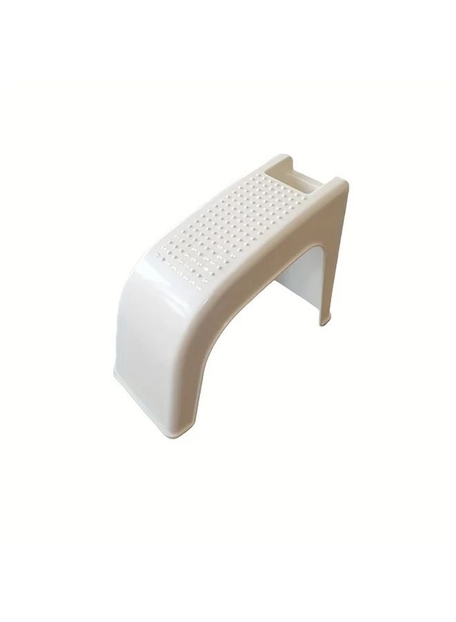 White Shower Foot Rest with Non Slip Surface and Built in Storage for Pedicure - Image 1