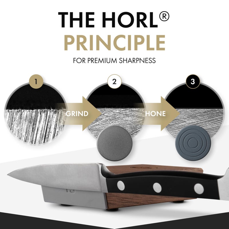 HORL HORL 2 Walnut Rolling Knife Sharpener - Kitchen Knife Sharpener for Razor Sharp Edges Made in Germany - Easy Knife Sharpening Kit - Knife Sharpener Roller with Magnetic Holder with 15 & 20 Degrees  - Image 3