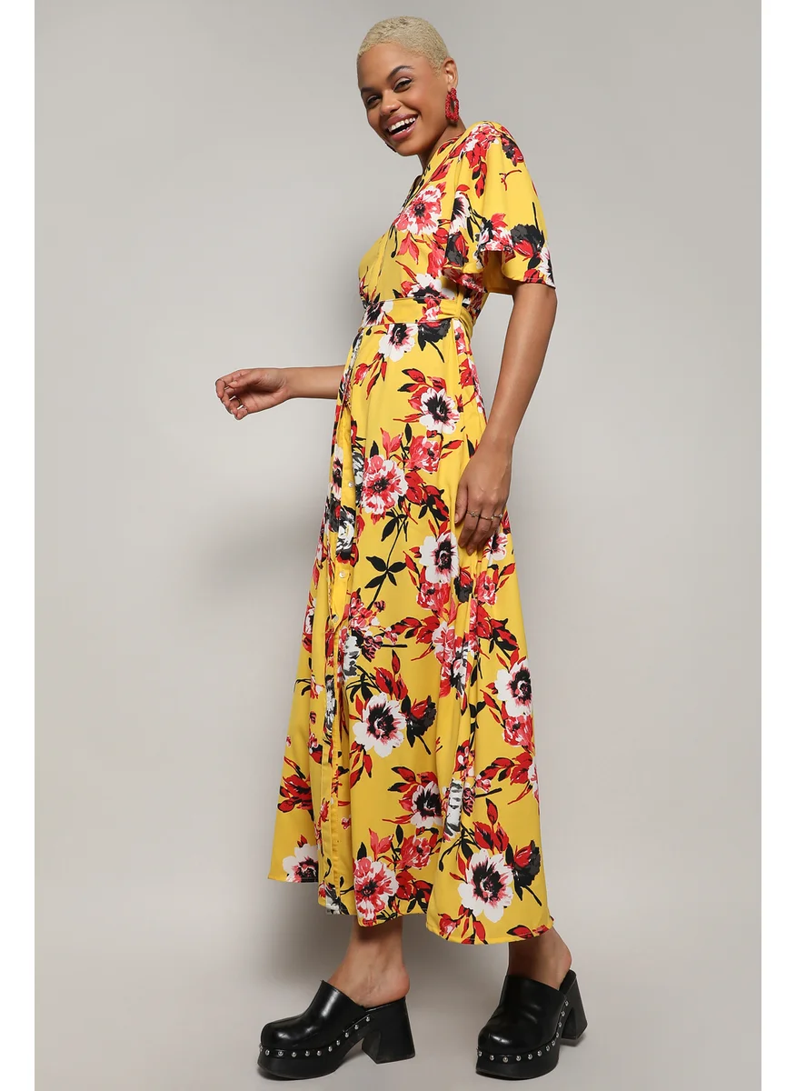 كامبوس سوترا Women's Yellow Botanical Cluster Dress