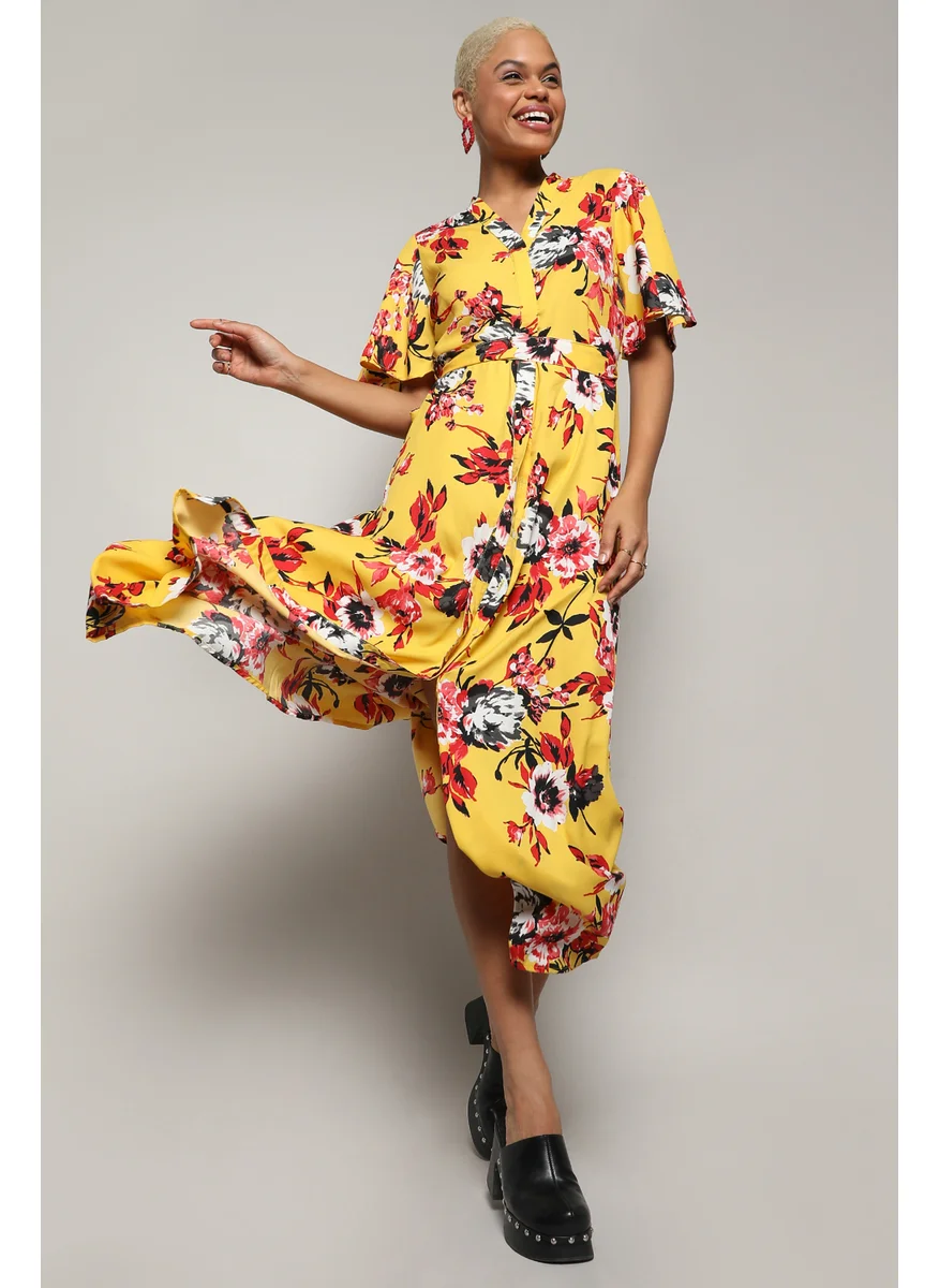 كامبوس سوترا Women's Yellow Botanical Cluster Dress