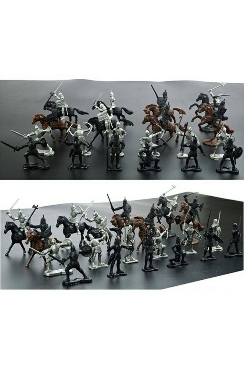 إيروريكس مجموعة مكونة من 28 قطعة من مجسمات فرسان ومحاربين وخيول من العصور الوسطى، ألعاب أطفال، نموذج ثابت للعب على الرمال... - Image 3