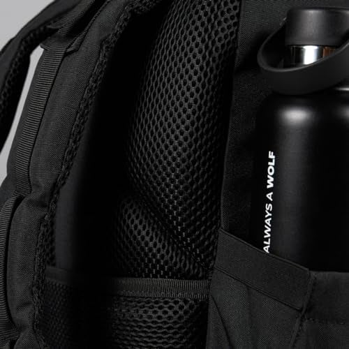 WOLFpak 15L Slim Tactical Gym Backpack - Durable 1000D Waterproof Oxford Material | Minimalist Daypack w/Laptop Pocket & Dual Cup Holders | Great for Travel & Everday Carry | (Alpha Black) - Image 5