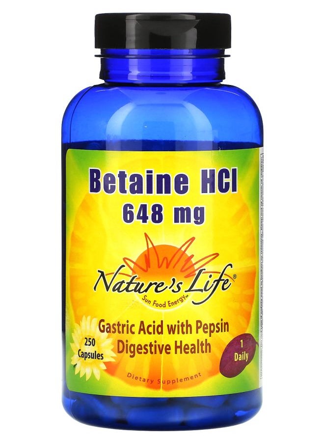 Nature's Life Betaine HCl 648 mg 250 Capsules 