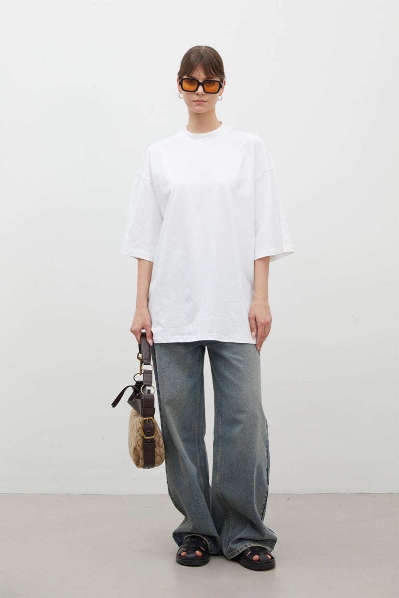 Manuka Oversize Cotton Short Sleeve T-Shirt White - Image 1