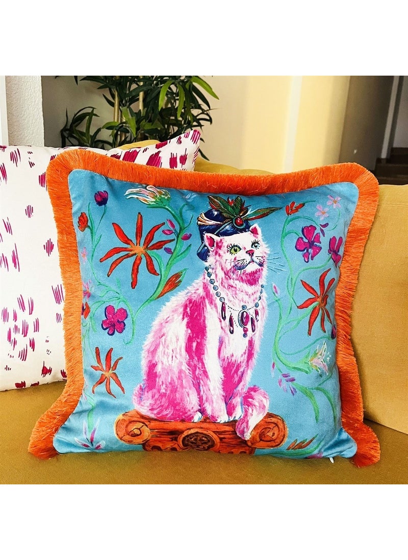 Decorative Van Cat Patterned Green Velvet Cushion Cover (45 x 45) - pzsku/Z782DB9B065CEDEE39A5AZ/45/_/1741257112/c50a42b0-6273-47be-8f60-8dd50893d393